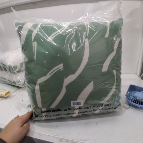 2PK ROOM ESSENTIALS SQUARE DECORATIVE PILLOW - 18" X 18" - SAGE GREEN BRUSHSTROKE image 2