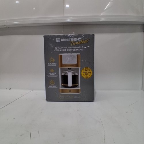 WEST BEND PROGRAMMABLE ICED & HOT COFFEE MAKER - 12 CUP - WHITE AND GOLD (MODEL: CMWB12WG13) image 7