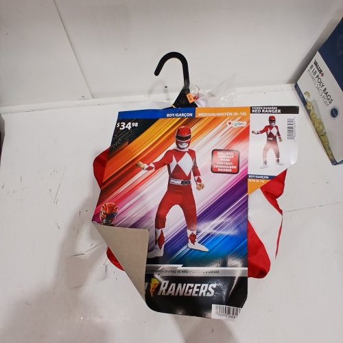 2PC MENS DISGUISE CLASSIC MUSCLE POWER RANGER COSTUME - MEDIUM 8/10 - RED RANGER image 2