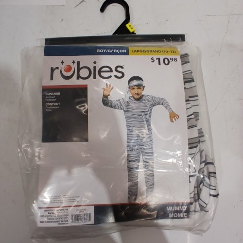 BOYS RUBIES MUMMY COSTUME - LARGE (10/12) - WHITE / BLACK (ITEM: 1001654) image 2