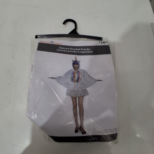 WOMEN'S WAY TO CELEBRATE! UNICORN HOODED PONCHO - OSFM - WHITE image 2