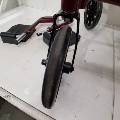 MEDLINE 19" SEAT BASIC ALUMINUM TRANSPORT WHEELCHAIR WITH 12" REAR WHEELS AND BRAKES - RED (MDS808210ARE) image 4