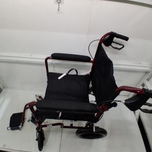 MEDLINE 19" SEAT BASIC ALUMINUM TRANSPORT WHEELCHAIR WITH 12" REAR WHEELS AND BRAKES - RED (MDS808210ARE) image 5