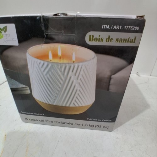 NATURE'S MARK THREE-WICK SCENTED WAX CANDLE - 53OZ - WHITE/BROWN/SANDALWOOD (MODEL: 1775286) image 4