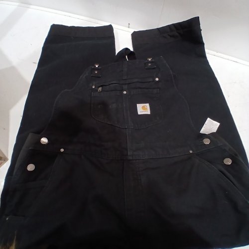 MEN'S CARHARTT RELAXED FIT WASHED DUCK INSULATED BIB OVERALLS - EXTRA LARGE SHORT - BLACK (STYLE: OR4031-M) image 2