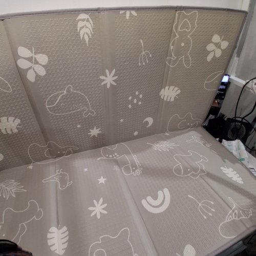 JOYPONY FOLDABLE BABY PLAYMAT - 71" X 59" X 0.4" - CREAM/GREEN FOREST (MODEL: JY-PM) image 4