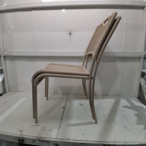 2PK THRESHOLD STACKING WICKER OUTDOOR PATIO CHAIRS - 35" X 18"X 25" - BEIGE image 2