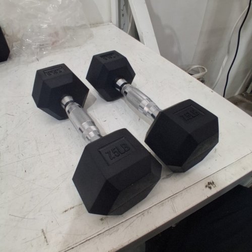 2PK HEX DUMBBELLS - 7.5 LBS - BLACK image 2