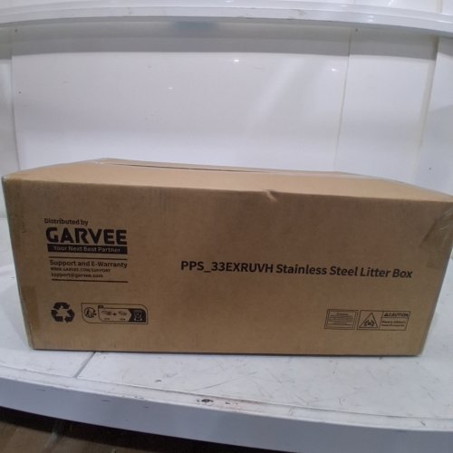 GARVEE STAINLESS STEEL ENCLOSED CAT LITTER BOX WITH SCOOP AND LITTER MAT - XXL 16.2" X 24" X 17.5" - 50 L - GREY (MODEL: PPS_33EXRUVH) image 3