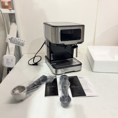 CHEFMAN CRAFTBREW 15-BAR PUMP DIGITAL ESPRESSO MAKER WITH STEAM WAND FOR LATTE & CAPPUCCINO - 1.5L - BLACK / SILVER (MODEL: RJ54-SS-15-D-AM) image 2