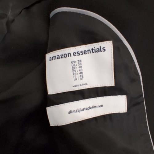 MEN'S AMAZON ESSENTIALS SLIM FIT CASUAL SUIT JACKET - SIZE 38 - BLACK image 2