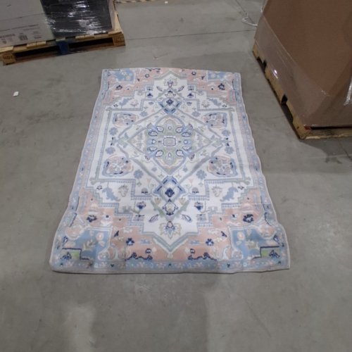 MOHAWK ESSENTIALS PERSIAN WOVEN INDOOR AREA RUG - 4FT X 6FT - BLUE, PINK, GREEN, AND CREAM (MODEL: R1563-984) image 2