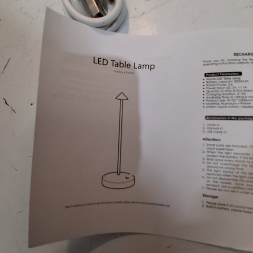 CORDLESS RECHARGEABLE TOUCH LED TABLE LAMP - 3W; 5 V; 11.4" - BROWN image 4