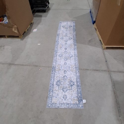 KUETH LIGHTWEIGHT WASHABLE RUNNER RUG WITH NON-SLIP BACKING - 2FT X 10FT - BLUE (MODEL: CAR1005-BLUE-2X10-WAL-R) image 3