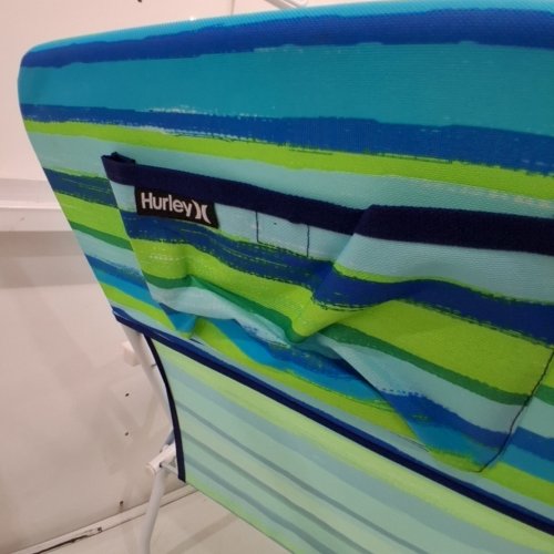 HURLEY FOLDING SINGLE POSITION BEACH CHAIR - BLUE/GREEN image 2