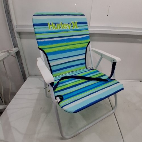 HURLEY FOLDING SINGLE POSITION BEACH CHAIR - BLUE/GREEN image 3