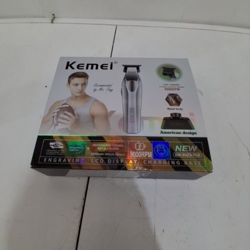 KEMEI RECHARGABLE ELECTRIC HAIR TRIMMER - 9000 RPM, 2000 MAH, 5 V - SILVER (MODEL: KM-3023-702) image 7