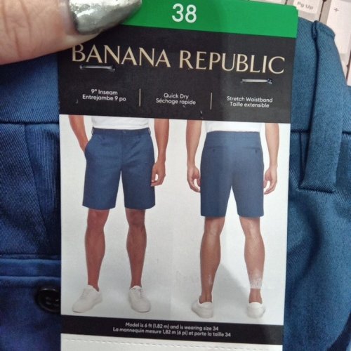 MEN'S BANANA REPUBLIC STRETCH CHINO SHORTS - 38 - BLUE (STYLE: 1987365) image 2