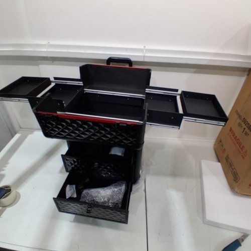 YAHEETECH ROLLING MULTIPURPOSE MULTI-TIER MAKEUP CASE - BLACK (ITEM: 592586) image 4