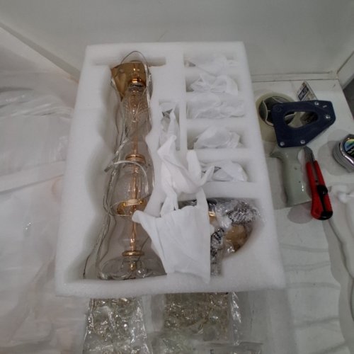 SAINT MOSSI CRYSTAL CHANDELIER LIGHT FIXTURE - 17" X 20" - 6 LIGHT - GOLD - (MODEL:M-DY-16076/21007/22029) image 3