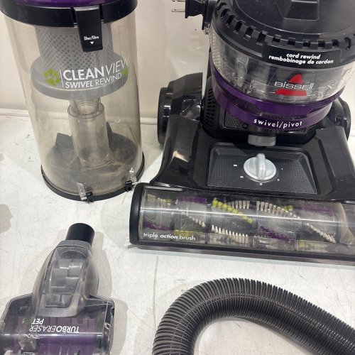 BISSELL CLEANVIEW SWIVEL UPRIGHT MULTI-CYCLONIC VACUUM WITH AUTOMATIC CORD REWIND, WASHABLE FILTER - BLACK/PURPLE (MODEL: 2258B) image 4