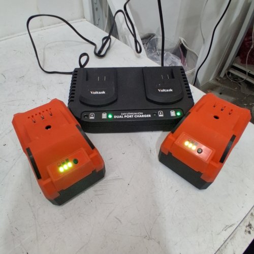 3PC VOLTASK LITHIUM-ION BATTERY WITH DUAL QUICK CHARGE BASE - REPLACEMENT FOR CORDLESS SNOW SHOVEL & CORDLESS SNOW BLOWER - 24V EACH - 4.0AH EACH - ORANGE/BLACK (MODEL: B-20-4/BC2622S) image 3