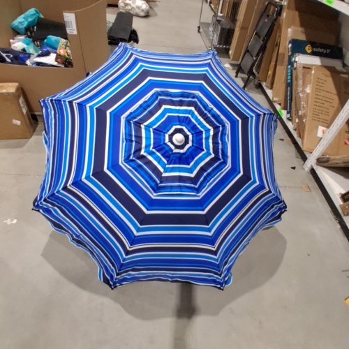 PATIOJOY BEACH UMBRELLA - 7FT - WHITE / BLUE image 6