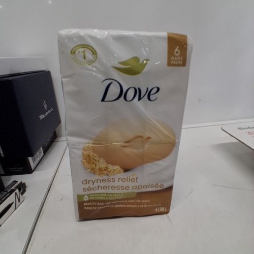 6PK DOVE DRYNESS RELIEF BAR SOAP - OATMEAL AND RICE MILK SCENT - 106G EACH image 2