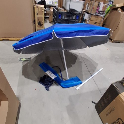 OUTDOOR MASTER BEACH UMBRELLA WITH TILT & 44 LBS SANDBAG - 7.2FT - UPF50+ - BLUE STRIPED (MODEL: 801419) image 3