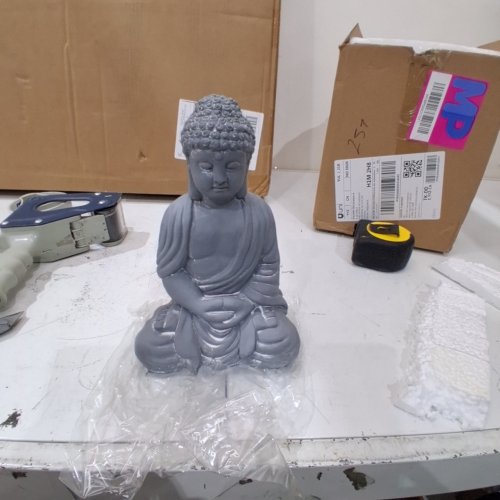 CERAMIC BUDDHA STATUE - 9" - GRAY image 2
