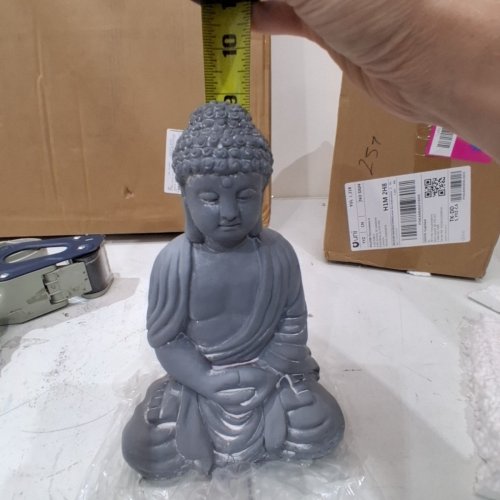 CERAMIC BUDDHA STATUE - 9" - GRAY image 3