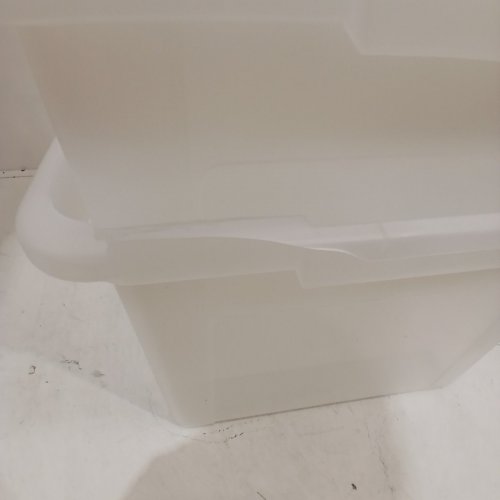 4PK IRIS USA STACKABLE PLASTIC FILE ORGANIZER BOXES WITH LIDS - 33 L - CLEAR (MODEL: FB-21E) image 3