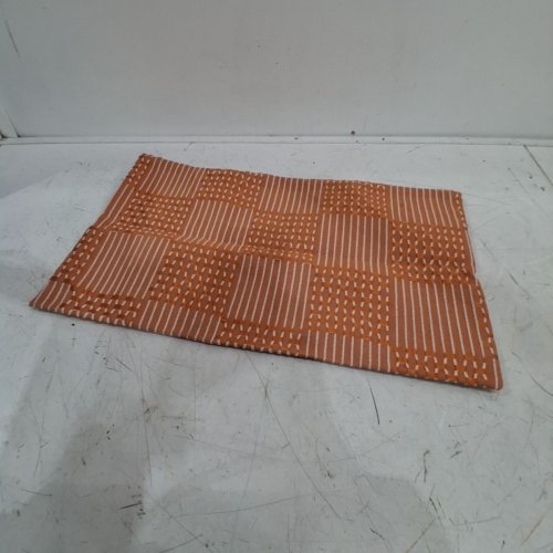 TEXTURED CHECKERED THROW PILLOW PILLOWCASE - 11.5" X 20" - ORANGE/WHITE image 2