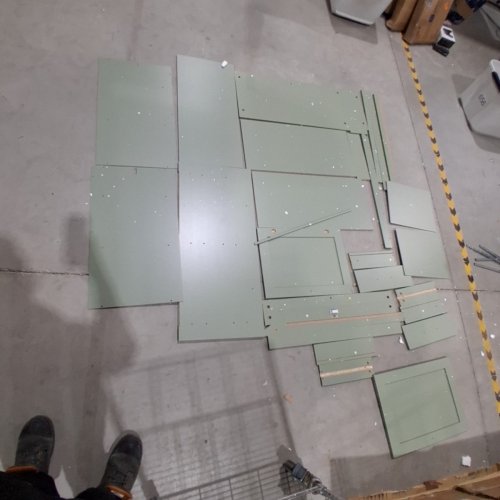 KITCHEN STORAGE CABINET, FARMHOUSE BUFFET SIDEBOARD -35" X 32" X 15" - GREEN image 4