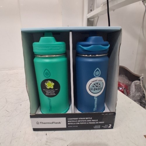 2PK THERMOFLASK STAINLESS STEEL BOTTLE - 16OZ - GREEN/BLUE (MODEL:2880559) image 4