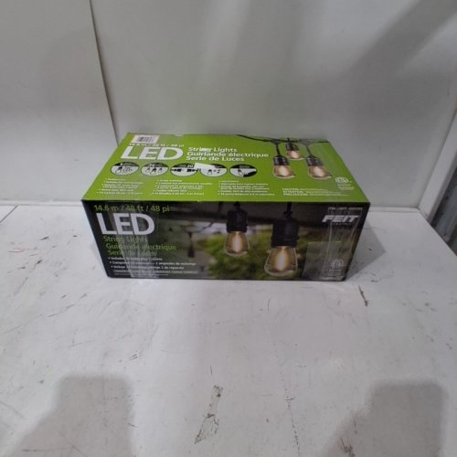 FEIT ELECTRIC WEATHERPROOF LED STRING LIGHTS - 48FT/24 BULBS - BLACK (MODEL: 1603293) image 6