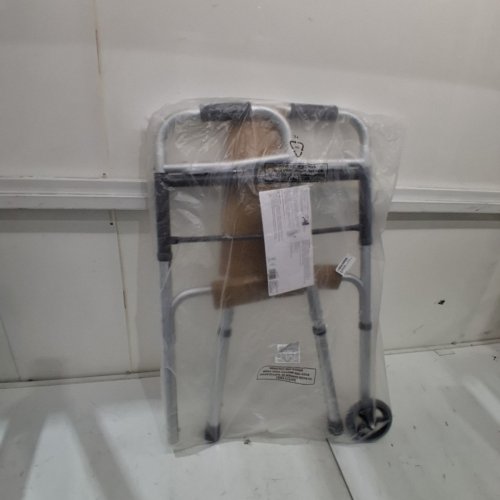 BIOS LIVING ADJUSTABLE HEIGHT FOLDING WALKER WITH WHEELS - 31.5"-38" HEIGHT - 300LBS CAPACITY - GREY (MODEL: 56004) image 2