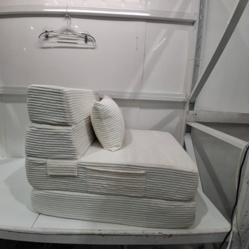 4 IN 1 FOLDING SOFA BED /CONVERTIBLE SLEEPER CHAIR WITH THROW PILLOW - 76" X 25" - WHITE CREAM image 3