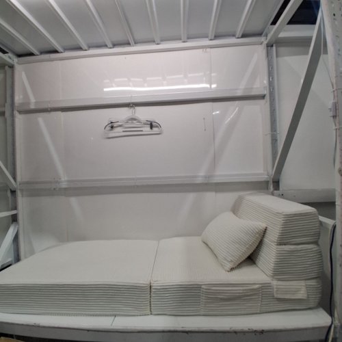 4 IN 1 FOLDING SOFA BED /CONVERTIBLE SLEEPER CHAIR WITH THROW PILLOW - 76" X 25" - WHITE CREAM image 4