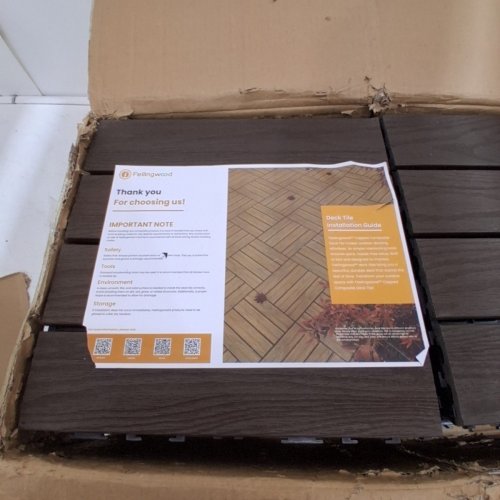 20PK FEILINGWOOD COMPOSITE WOOD PATIO DECK TILES - 12" X 12" - WALNUT BROWN image 3