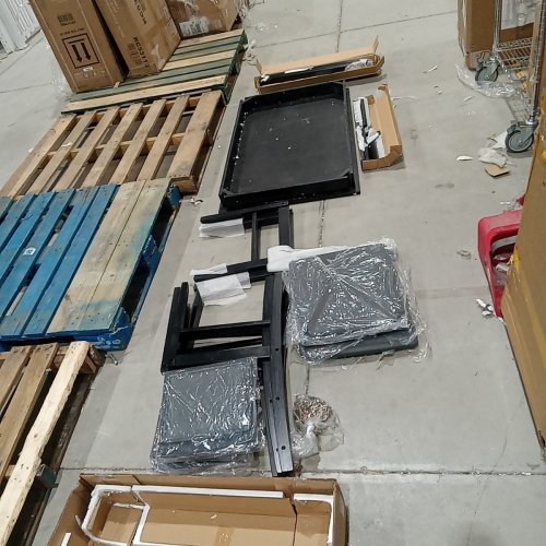 5PC DINING SET FOR 4 WITH RUBBER WOOD LEGS FOR SMALL DINING ROOM - 45" X 30" - 34" X 18" - BLACK (MODEL: KC57178GR) image 3