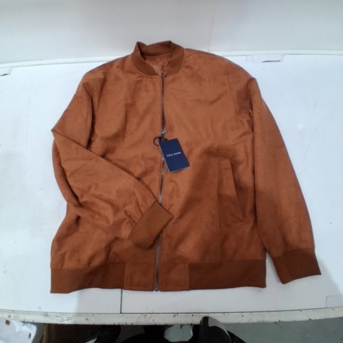 MEN'S COLE HAAN FULL-ZIP SUEDE BOMBER JACKET - M - BROWN image 2