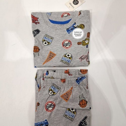 2PC GEORGE SPORTS PRINT PAJAMA SET - MEDIUM (7-8) - GREY MULTICOLOR (STYYLE: GRF60401B) image 2