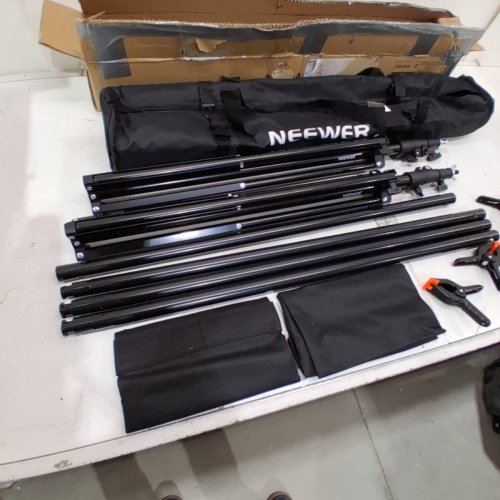 NEEWER PHOTOGRAPHY BACKGROUND SUPPORT SYSTEM WITH CROSSBARS CLAMPS BACKDROP CLIPS - 8.5FT X10FT - BLACK (MODEL: ‎NK-ST2630) image 4