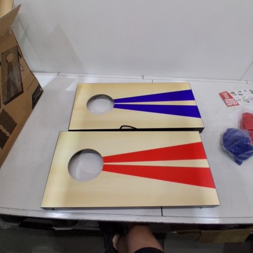 GOSPORTS PORTABLE SIZE CORNHOLE GAME SET WITH 6 BEAN BAG - 2FT X 1FT - WOOD/BLUE/RED (MODEL : CH-03-MDF-WOOD) image 3