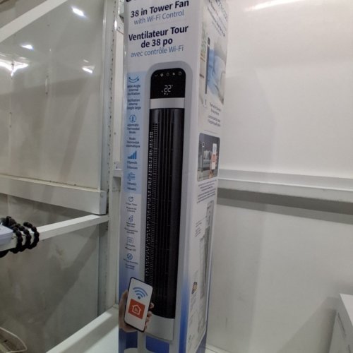 OMNIBREEZE PREMIUM 38" OSCILLATING TOWER FAN WITH WIFI CONTROL, 5-SPEEDS & REMOTE - WHITE/BLACK (MODEL: 5333021/DC2313R-G) image 4