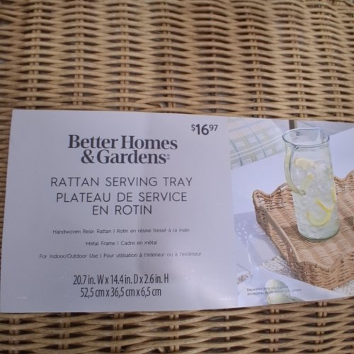 BETTER HOMES & GARDENS RATTAN SERVING TRAY - 20.7" X 14.4" X 2.6" - BROWN image 2