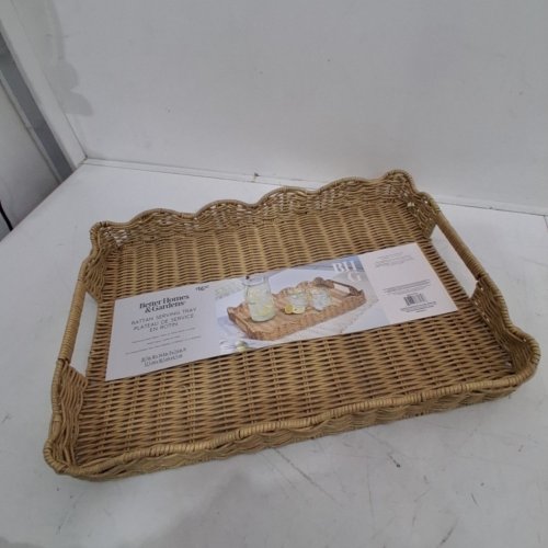 BETTER HOMES & GARDENS RATTAN SERVING TRAY - 20.7" X 14.4" X 2.6" - BROWN image 3