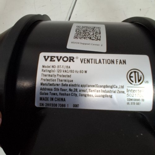 VARIABLE SPEED INLINE DUCT VENTILATION FAN WITH SPEED CONTROLLER - 400CFM- 2600RPM - BLACK/ORANGE (MODEL: BT-FL16A) image 4