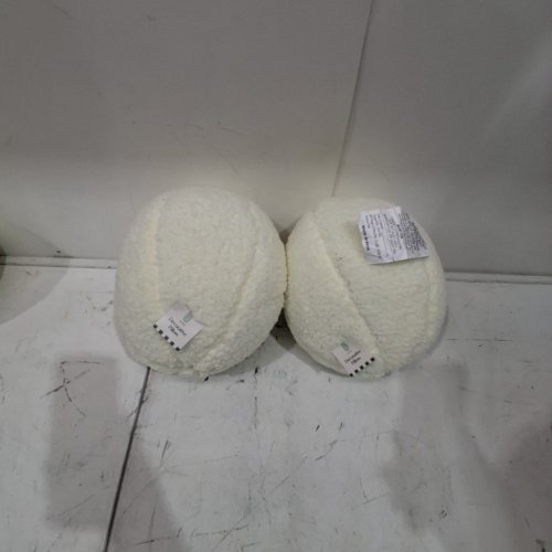 2PK COUNT DECORATIVE ROUND PILLOW - 9" - WHITE image 2
